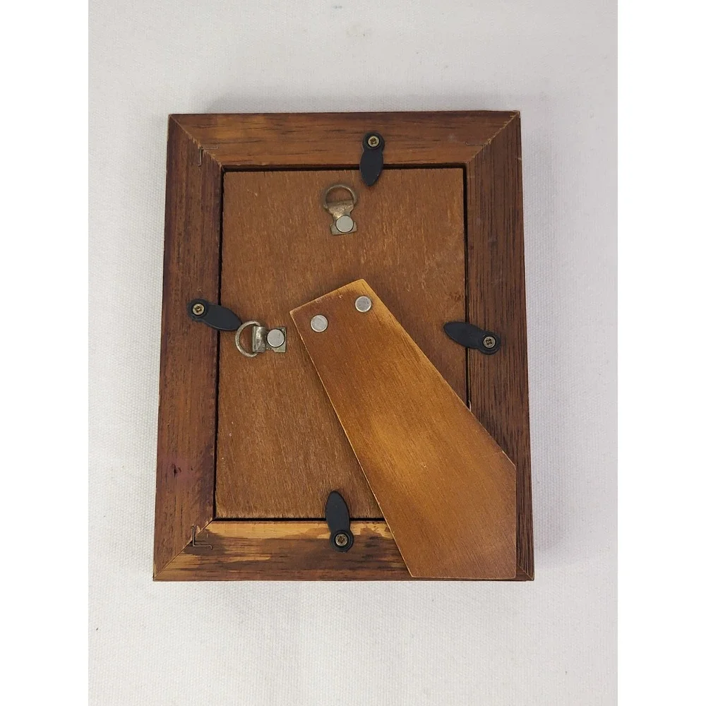 Vintage Brown Wood Picture Frame 5x7 Tiered Molding Tabletop Wall Mount